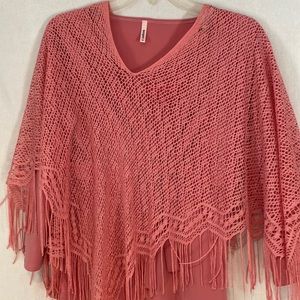 Vintage 2 piece Bo ho top and Shaw. Beautiful dusty rosé color. Size S